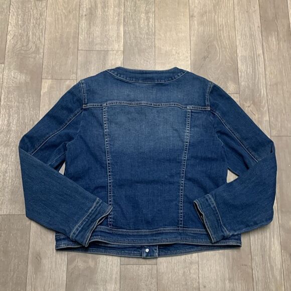 Womens Chico’s Denim Jean Golf Button‎ Down Jacket - Picture 3 of 6